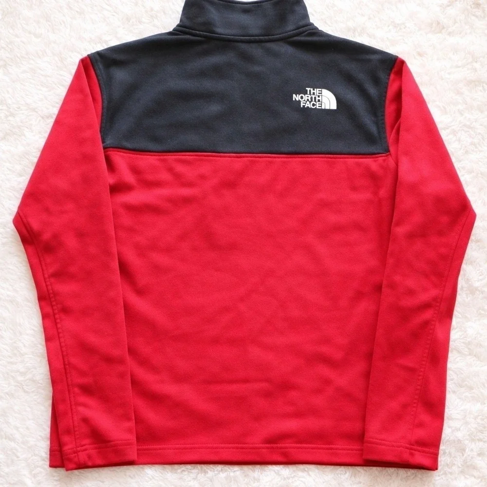 The North Face Quarter Zip Pullover Mens Small‎ Red Black Fleece Jacket Outdoor